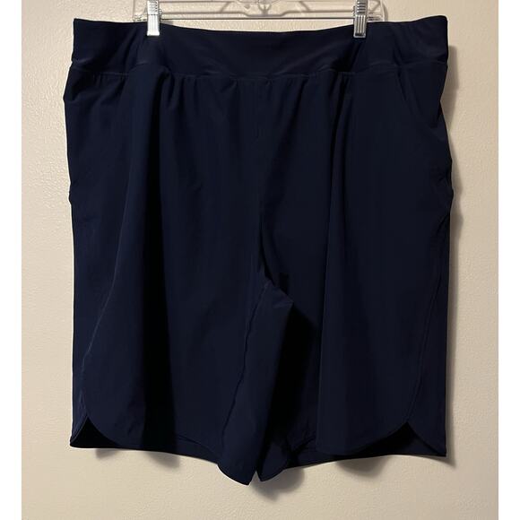 Lands' End Swim Short Women's 24W Board Built-in Brief Pockets Stretch Navy Blue - Picture 1 of 11